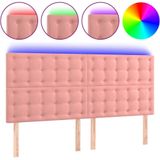 vidaXL LED Kopfteil Rosa 200x5x118/128 cm Samt