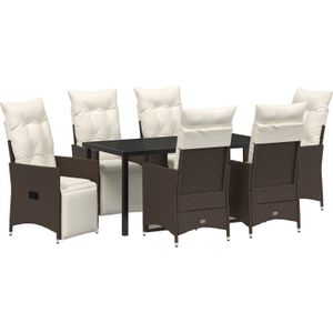 vidaXL Set aus 4 Braun PE-Rattan Einzelsofa Verstellbare Fußstützen
