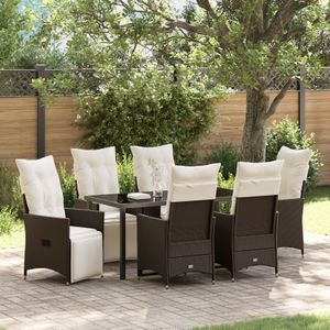 vidaXL Set aus 4 Braun PE-Rattan Einzelsofa Verstellbare Fußstützen