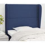 vidaXL Kopfteil mit Ohren Blau 103x23x118/128 cm Stoff