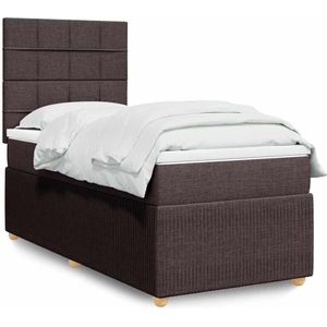 vidaXL Boxspringbett mit Matratze Dunkelbraun 90x200 cm Stoff