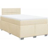 vidaXL Boxspringbett mit Matratze Creme 120x200 cm Stoff