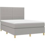 vidaXL Boxspringbett mit Matratze Hellgrau 140x200 cm Stoff