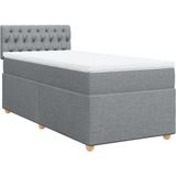 vidaXL Boxspringbett mit Matratze Hellgrau 90x200 cm Stoff