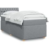 vidaXL Boxspringbett mit Matratze Hellgrau 90x200 cm Stoff