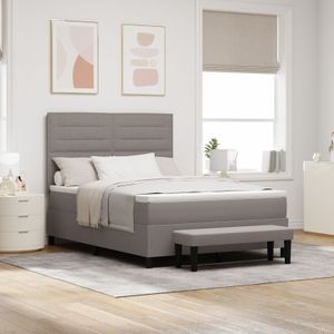 vidaXL Boxspringbett mit Matratze & Bank Taupe 160x200 cm Stoff