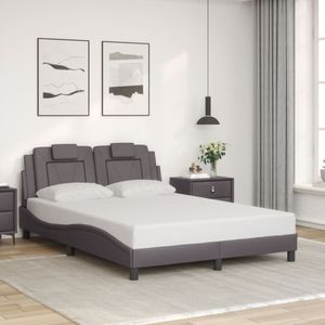 vidaXL Bettgestell mit Kopfteil Grau 140x200 cm Kunstleder