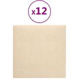 vidaXL Wandpaneele 12 Stk. Creme 30x30 cm Stoff 1,08 m²