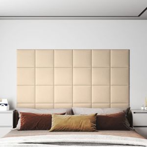 vidaXL Wandpaneele 12 Stk. Creme 30x30 cm Stoff 1,08 m²