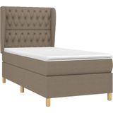 vidaXL Boxspringbett mit Matratze Taupe 90x200 cm Stoff