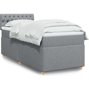 vidaXL Boxspringbett mit Matratze Hellgrau 90x190 cm Stoff