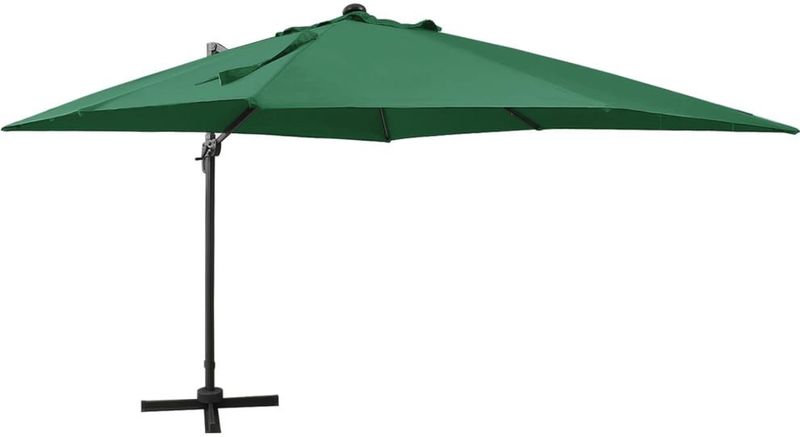 vidaXL Ampelschirm mit LED-Beleuchtung 300 cm Grün