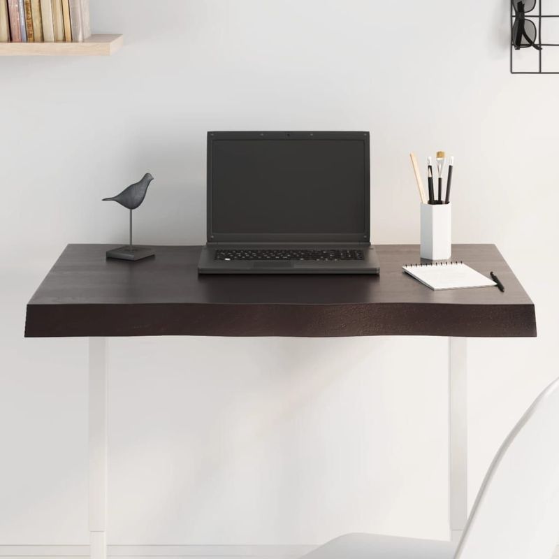 vidaXL Tischplatte 80x50x2 cm Massivholz Eiche Behandelt Baumkante