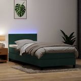 vidaXL Boxspringbett mit Matratze Dunkelgrün 80x210 cm Samt