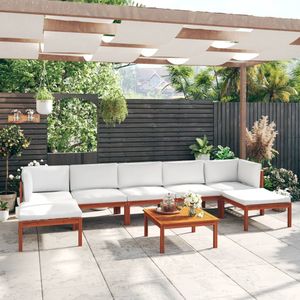 vidaXL 8-tlg. Garten-Lounge-Set mit Kissen Cremeweiß Massivholz Akazie