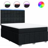 vidaXL Boxspringbett mit Matratze Schwarz 140x190 cm Stoff