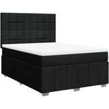 vidaXL Boxspringbett mit Matratze Schwarz 140x190 cm Stoff