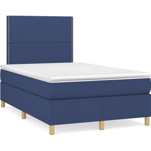 vidaXL Boxspringbett mit Matratze & LED Blau 120x190 cm Stoff