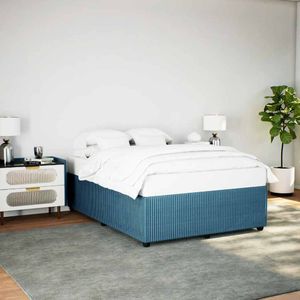vidaXL Bettgestell Blau 140x200 cm Samt