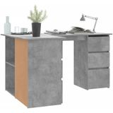 vidaXL Eckschreibtisch Betongrau 145x100x76 cm Holzwerkstoff