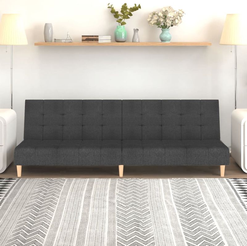 vidaXL Schlafsofa 2-Sitzer Dunkelgrau Stoff