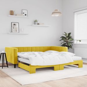 vidaXL Tagesbett Ausziehbar mit Matratzen Gelb 100x200 cm Samt