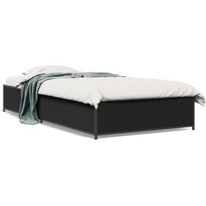 vidaXL Bettgestell Schwarz 100x200 cm Holzwerkstoff und Metall