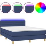 vidaXL Boxspringbett mit Matratze & LED Blau 140x190 cm Stoff