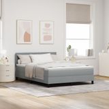 vidaXL LED Boxspringbett mit Matratze Hellgrau 140x190 cm Stoff