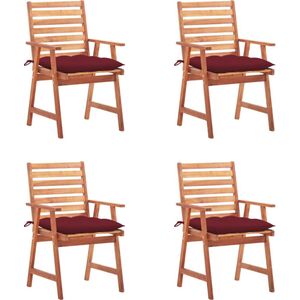 vidaXL Garten-Essstühle 4 Stk. mit Kissen Massivholz Akazie