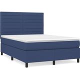 vidaXL Boxspringbett mit Matratze Blau 140x190 cm Stoff