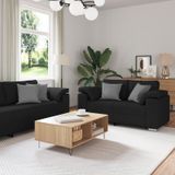vidaXL 2-teiliges Sofaset mit Kissen schwarzer Stoff