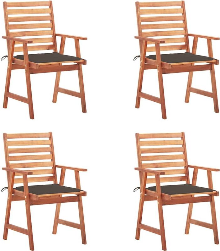 vidaXL Garten-Essstühle 4 Stk. mit Kissen Massivholz Akazie