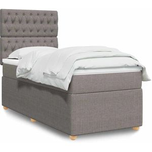 vidaXL Boxspringbett mit Matratze Taupe 90x190 cm Stoff