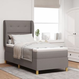 vidaXL Boxspringbett mit Matratze Taupe 90x190 cm Stoff