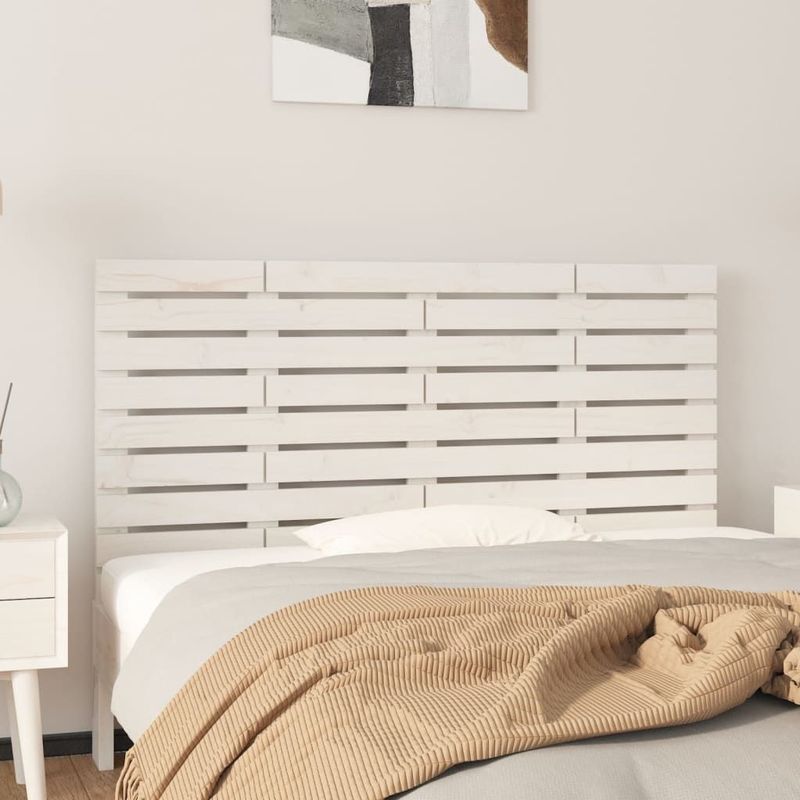 vidaXL Wand-Kopfteil Weiß 126x3x63 cm Massivholz Kiefer