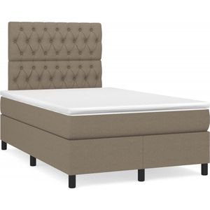 vidaXL Boxspringbett mit Matratze Taupe 120x190 cm Stoff