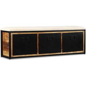 vidaXL Aufbewahrungsbank 3 Schubladen Mangoholz Massiv 120x30x40 cm