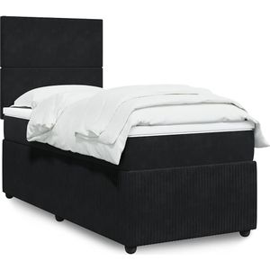 vidaXL Boxspringbett mit Matratze Schwarz 90x190 cm Samt