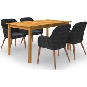 vidaXL 5-tlg. Garten-Essgruppe Schwarz