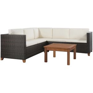 vidaXL 4-tlg. Garten-Lounge-Set mit Kissen Poly-Rattan Braun