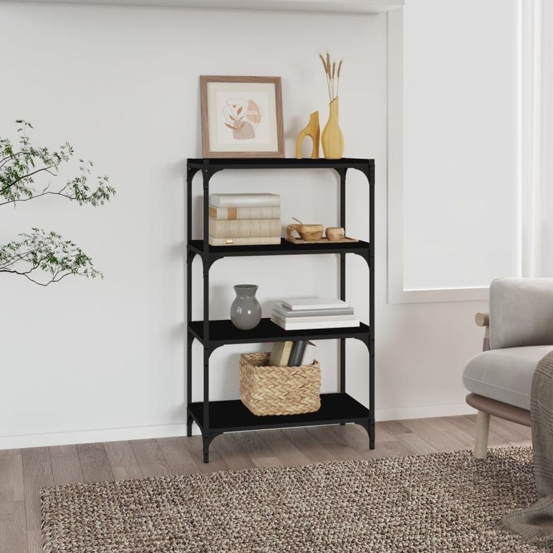 vidaXL Bücherregal Schwarz 60x33x100 cm Holzwerkstoff und Stahl