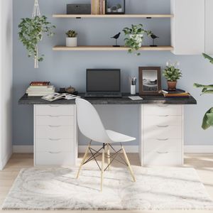 vidaXL Tischplatte Dunkelbraun 180x50x(2-4)cm Massivholz Eiche