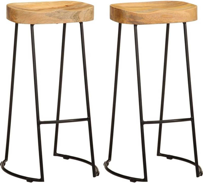 vidaXL Barhocker 2 Stk. Mango Massivholz