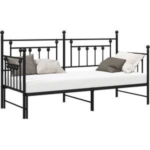 vidaXL Tagesbettgestell mit Ausziehbett Schwarz 80x200 cm Stahl