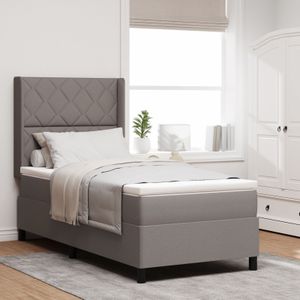 vidaXL Boxspringbett mit Matratze Taupe 100x200 cm Stoff