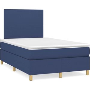 vidaXL Boxspringbett mit Matratze Blau 120x190 cm Stoff