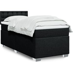vidaXL Boxspringbett mit Matratze Schwarz 90x190 cm Stoff
