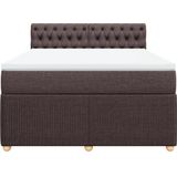 vidaXL Boxspringbett mit Matratze Dunkelbraun 160x200 cm Stoff