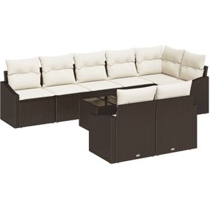 vidaXL 8-teiliges Garten-Sofaset mit Kissen Grau Poly Rattan